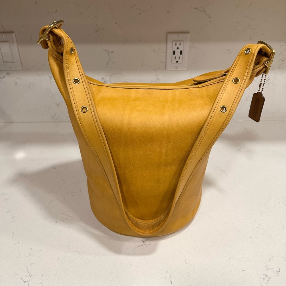 Coach Vintage XL Duffle Sac Bag 9085 in Yellow Leather RARE